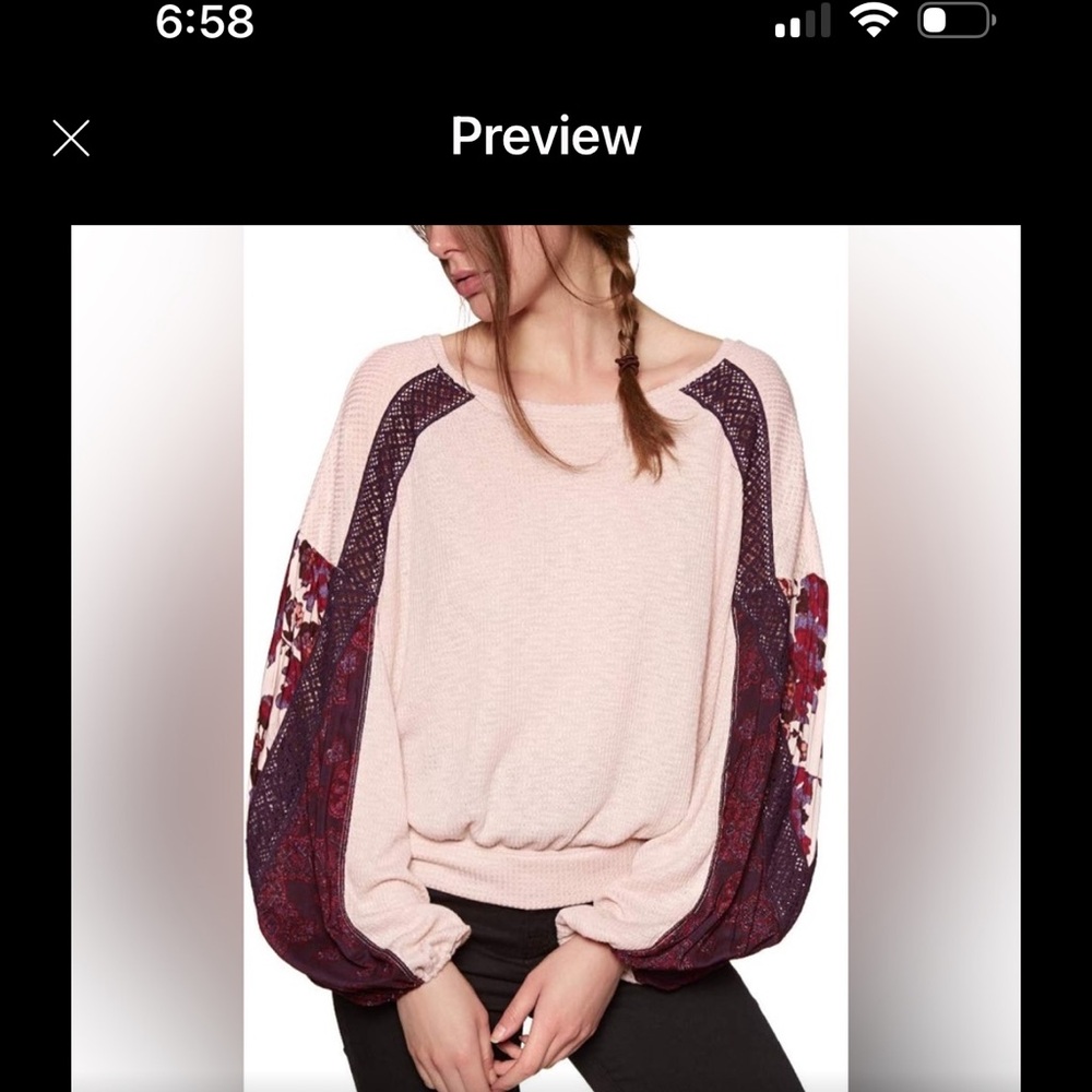 FREE PEOPLE CASUAL
CLASH THERMAL TOP WITH CONTRASTING BILLOWED SLEEVES - ROSE